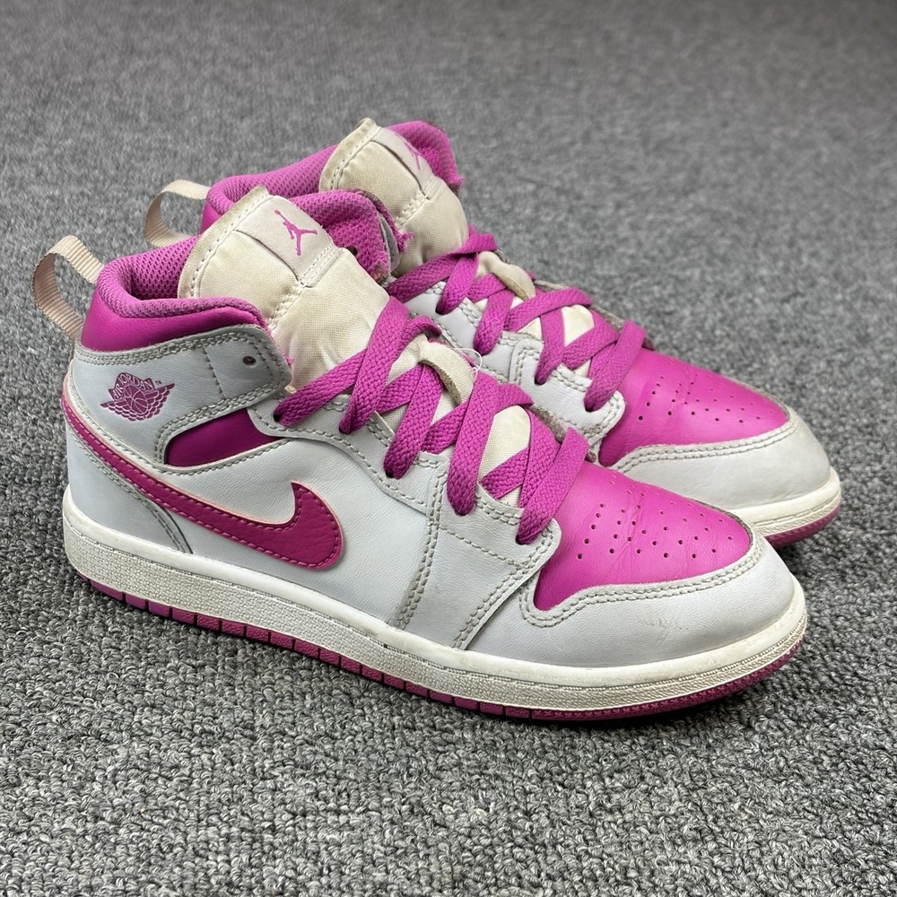 Nike Air Jordan 1 Mid Fire Pink White Sneakers Shoes FD8781-500 Youth Girls 1.55